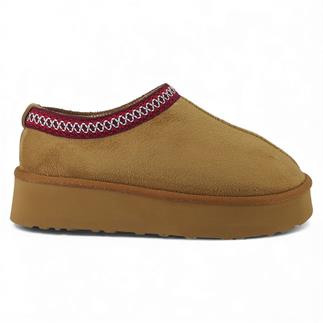 203 25KT Kadın Kışlık Terlik Taba Nubuk