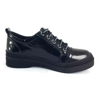 Albini 10061 22KA Günlük Bayan Ayakkabı Siyah Kırışık Rugan