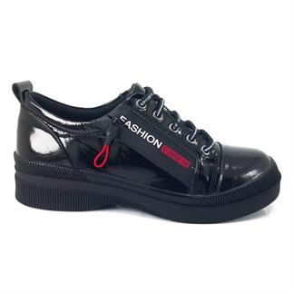 Albini 10061 22KA Günlük Bayan Ayakkabı Siyah Kırışık Rugan