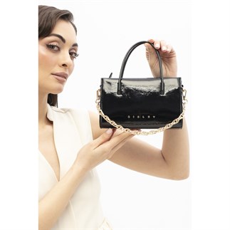 Sisley Sly 340 Kadın El Çantası Siyah Rugan