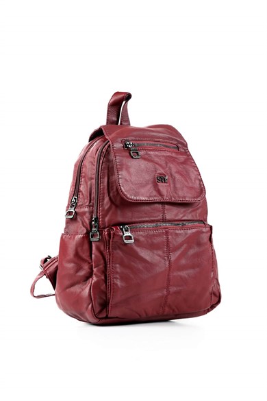 Kırmızı Bess Çok İşlevli Yedi Cepli Sırt Çantası