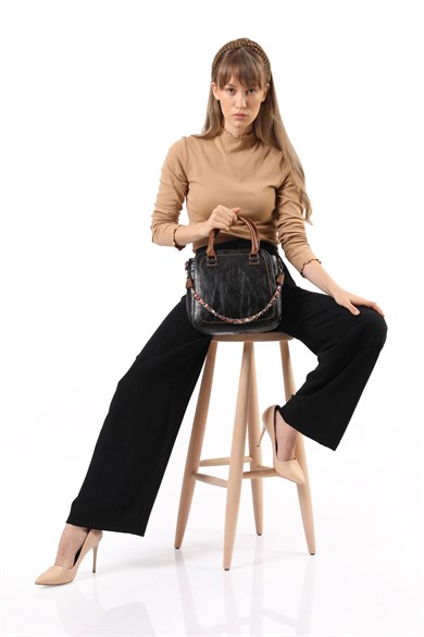 Vanessa Siyah Örgülü El Çapraz Bayan Çantası