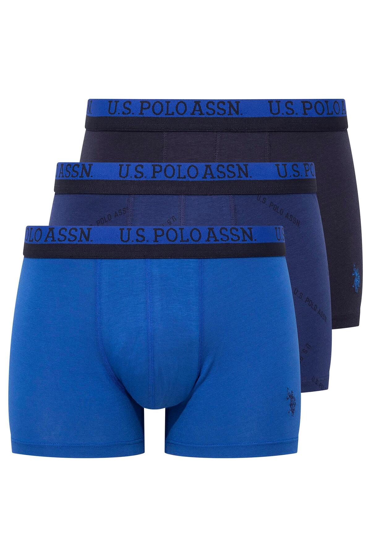 3'lü Paket, Erkek Boxer, Pamuklu, Lacivert-Saks