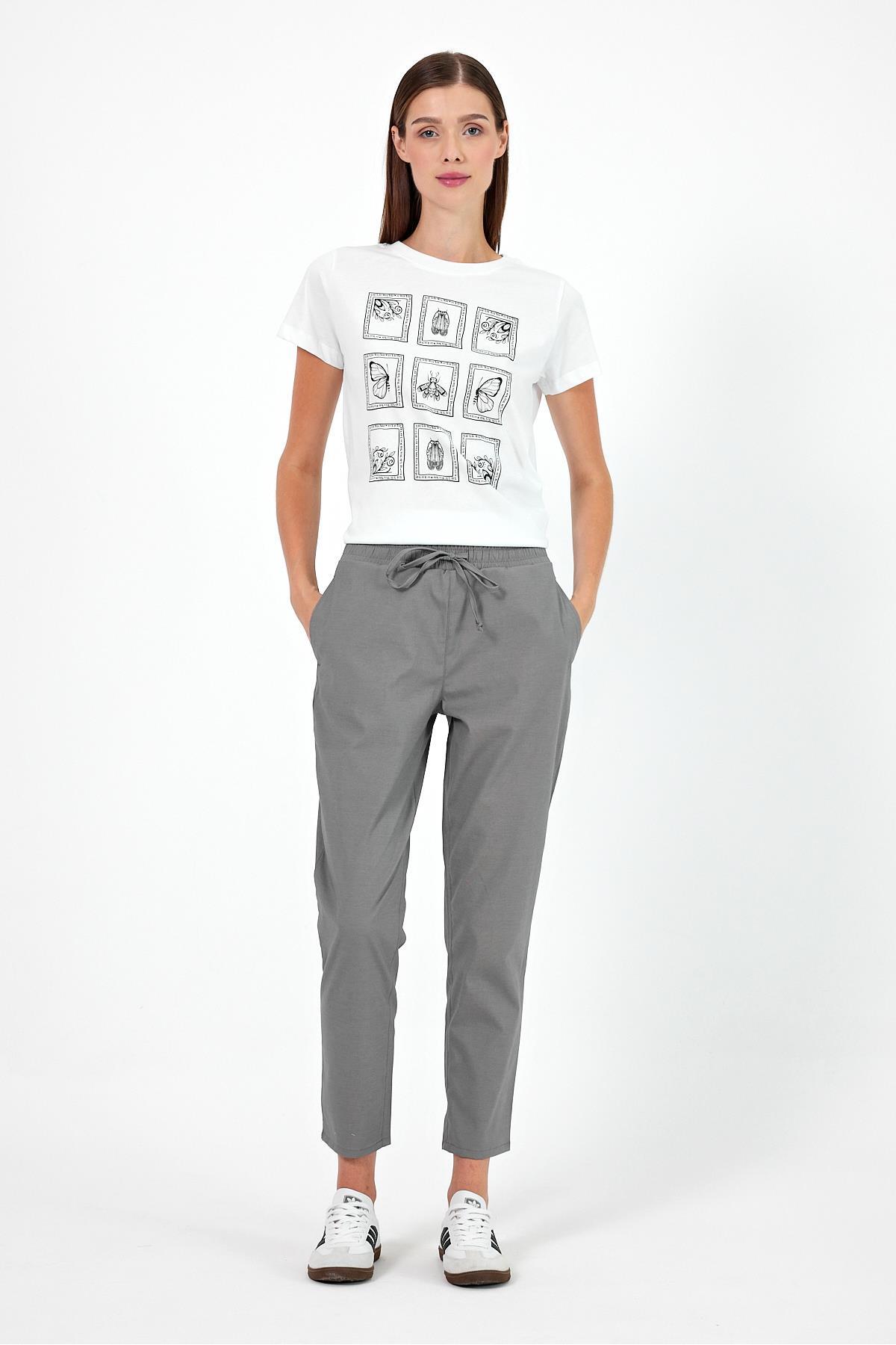 Alian Beli Lastikli Summer Gabardin Pantolon