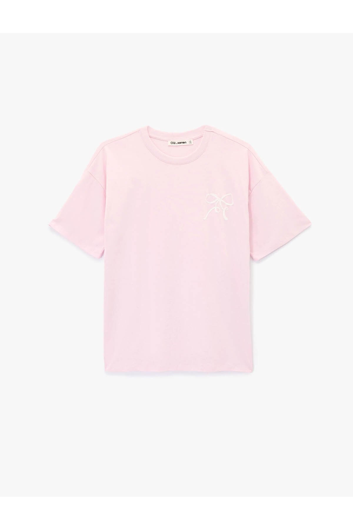 Arkası Baskılı Oversize Pembe Kadın T-Shirt 6SAL10052IK