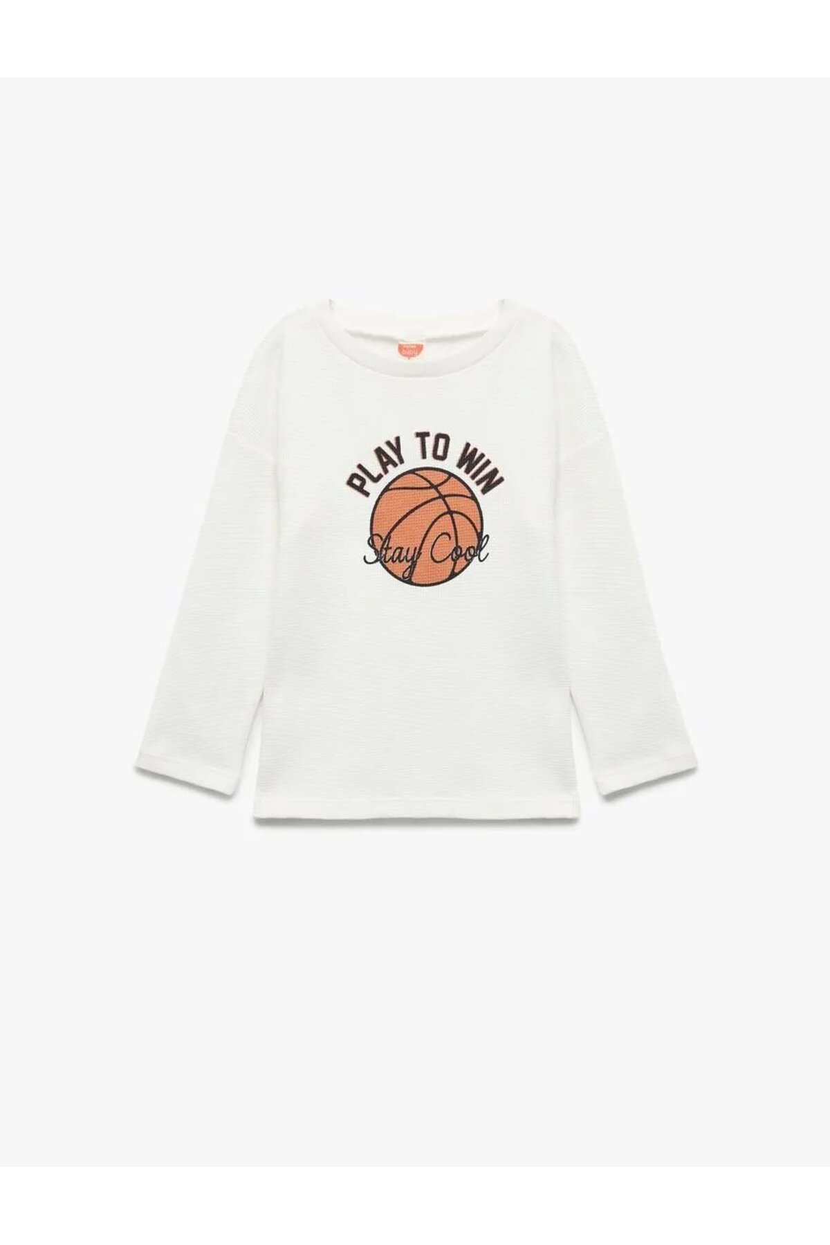 Basketbol Baskılı Uzun Kollu Bisiklet Yaka Pamuklu Tişört