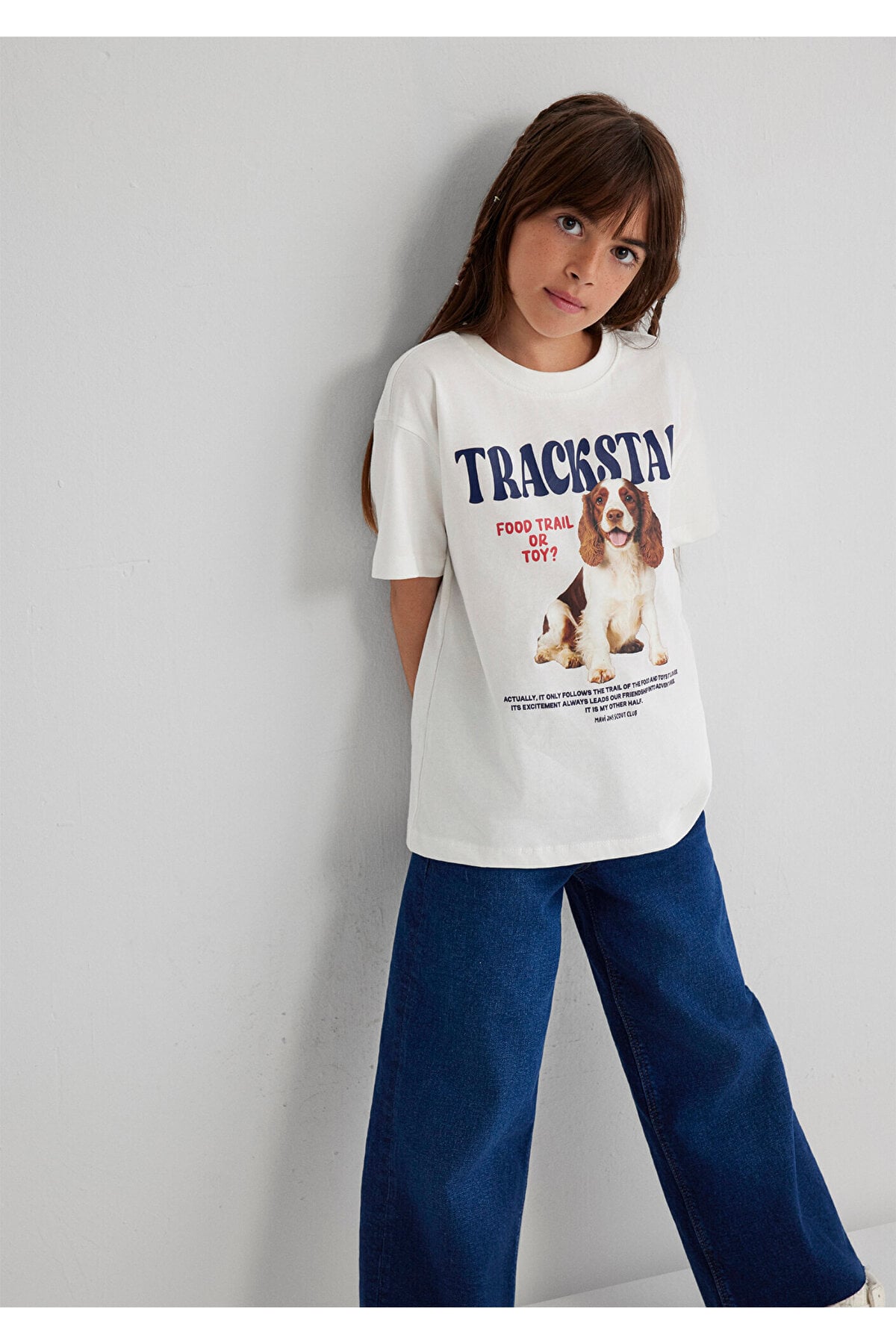 Baskılı Ekru Tişört Loose Fit / Bol Rahat Kesim 7610347-70057