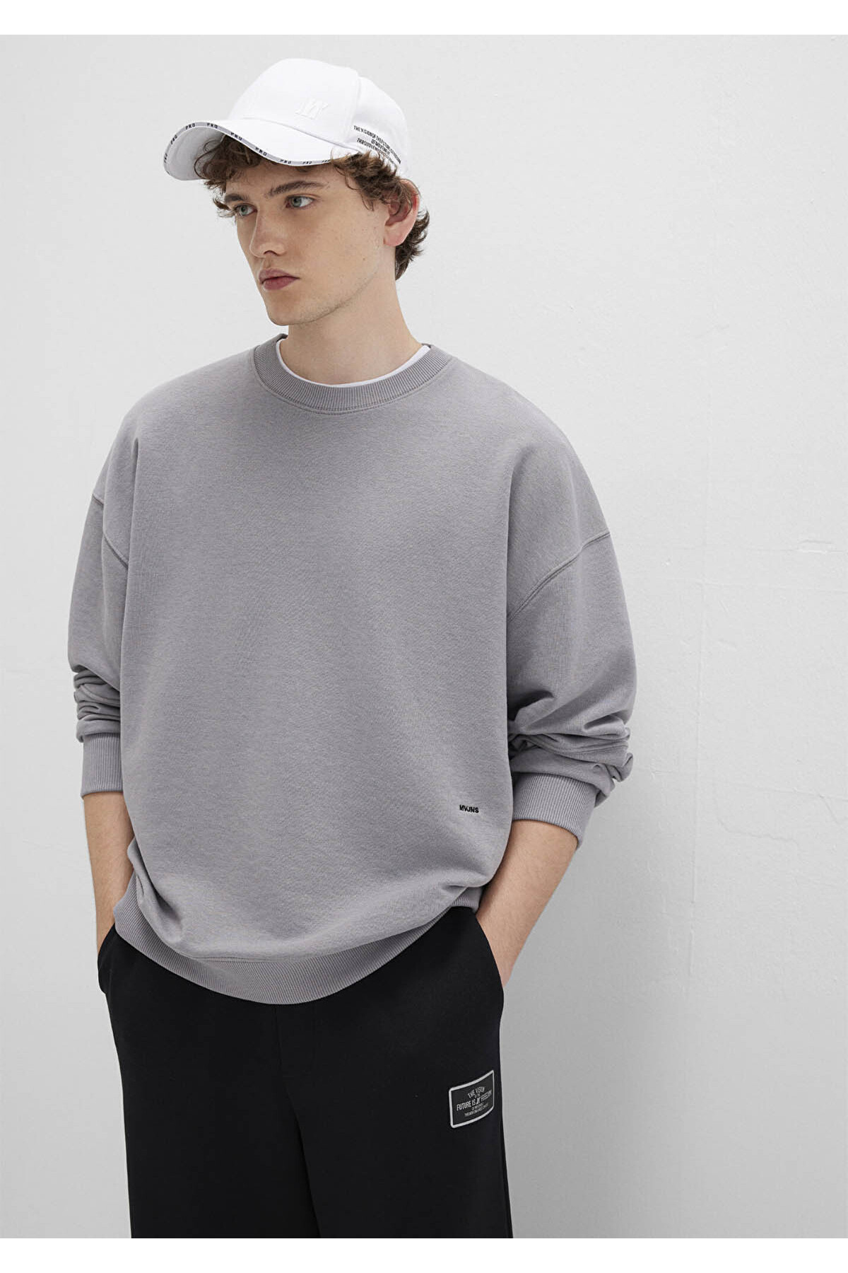 Bisiklet Yaka Gri Erkek Sweatshirt M0S10404-70076