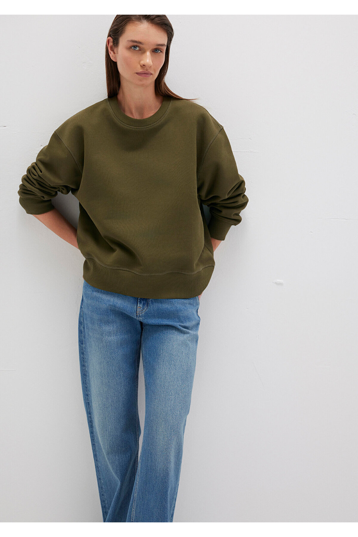 Bisiklet Yaka Haki Sweatshirt 1S10390-71589