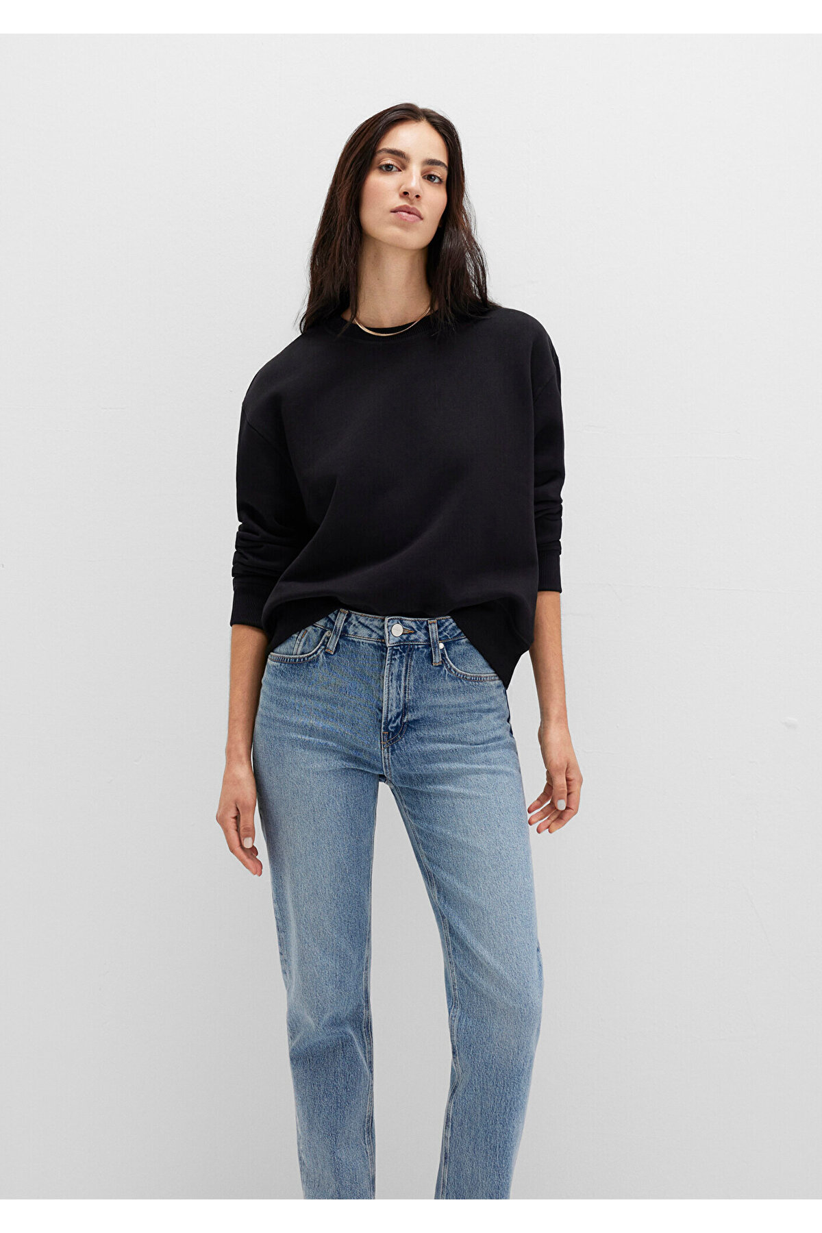 Bisiklet Yaka Siyah Sweatshirt 1S10390-900