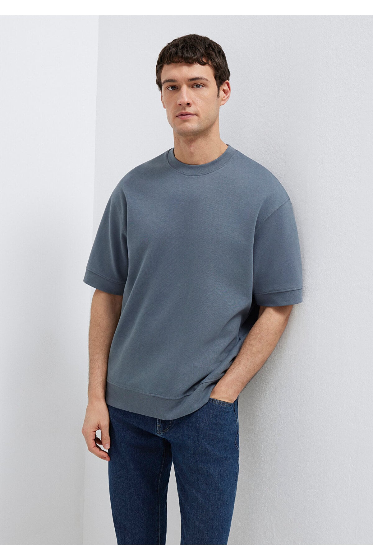 Bisiklet Yaka Tişört Loose Fit / Bol Rahat Kesim 0611614-80776
