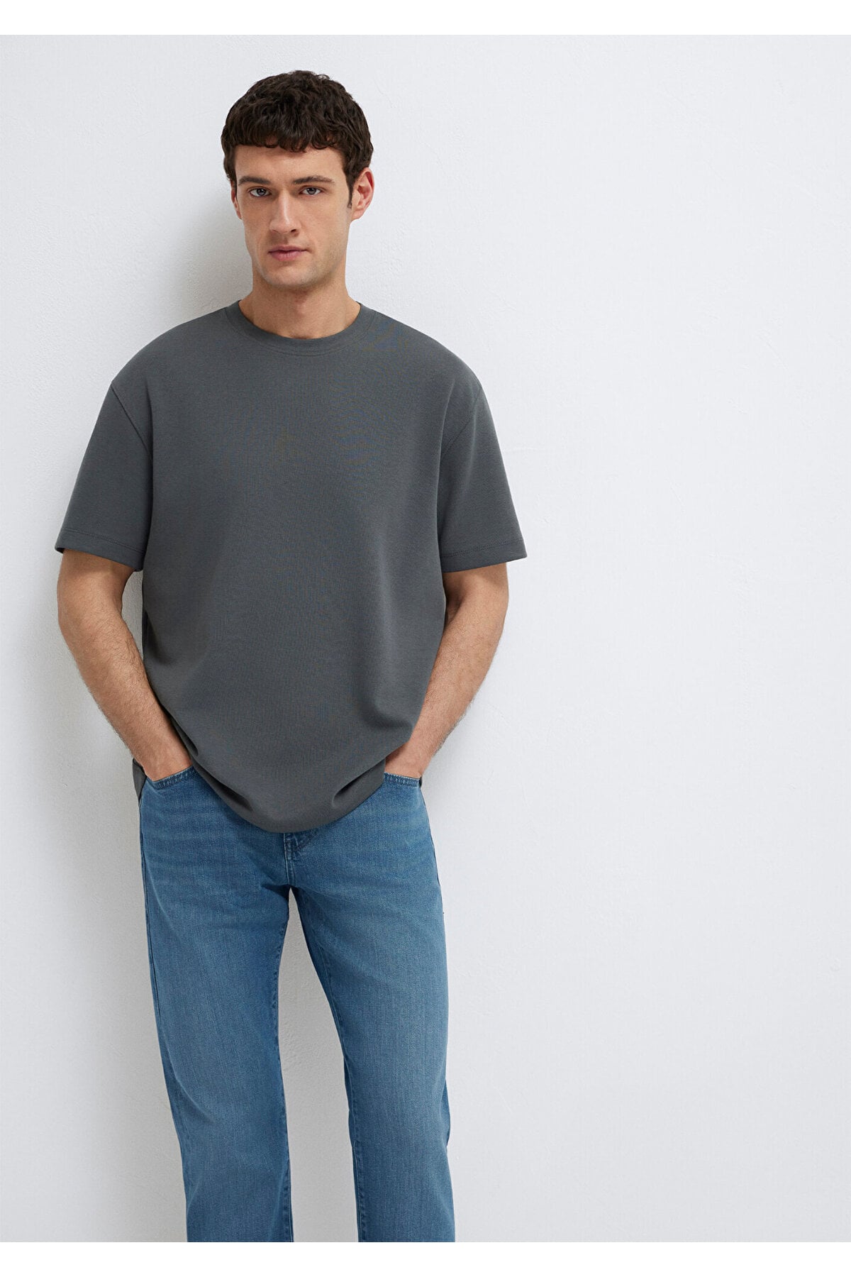 Black Antrasit Tişört Loose Fit / Bol Rahat Kesim 0612731-70088
