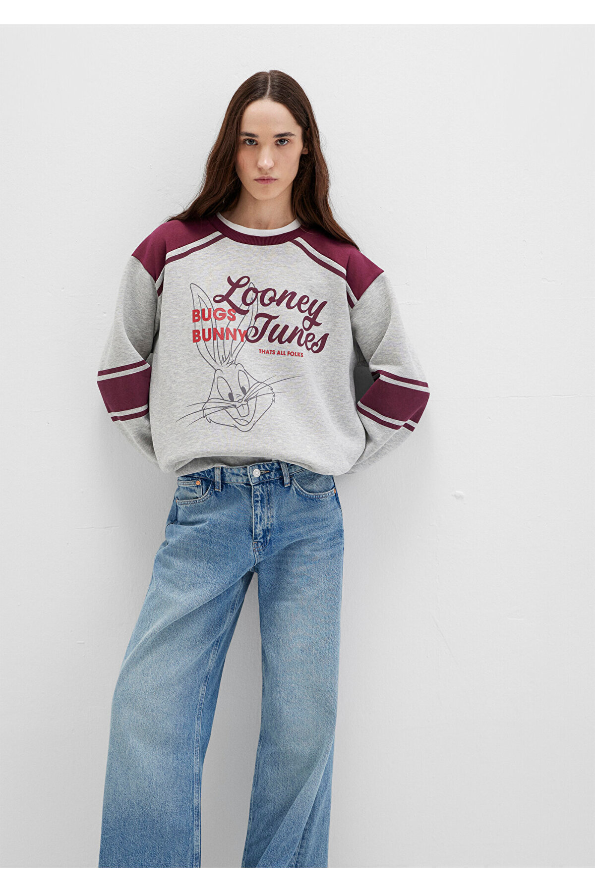 Bugs Bunny Baskılı Gri Sweatshirt 1S10464-83096