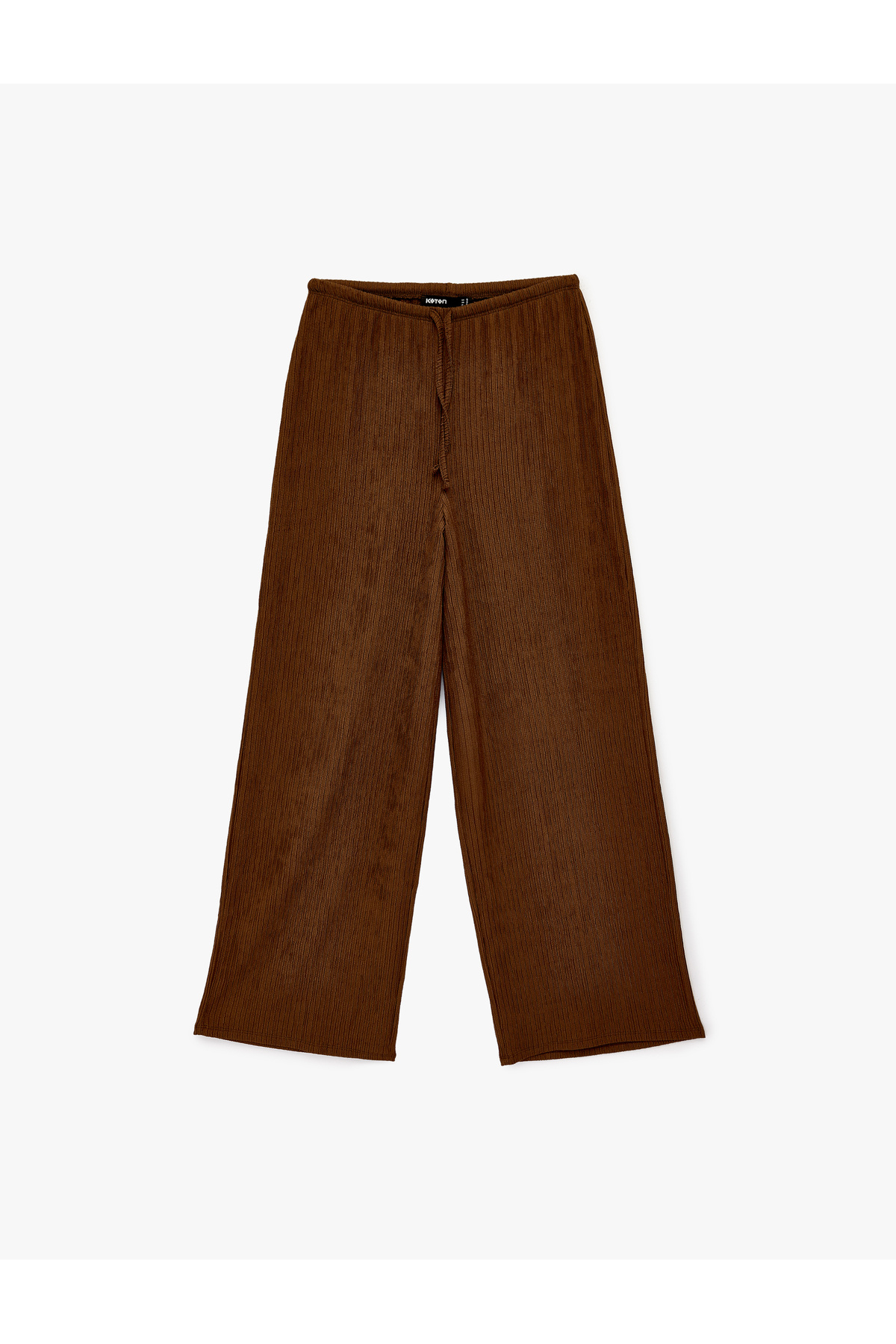 Bürümcük Kumaş Beli Bağcıklı Geniş Paça Bol Pantolon