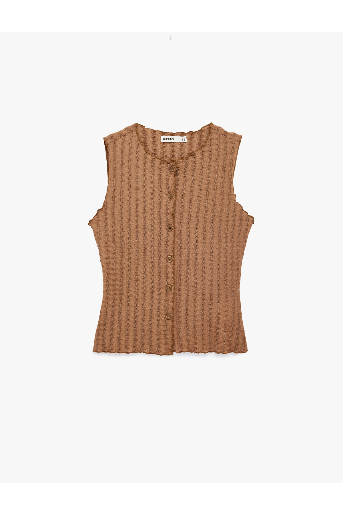 Bürümcük Kumaş Slim Fit Düğmeli Bisiklet Yaka Yelek