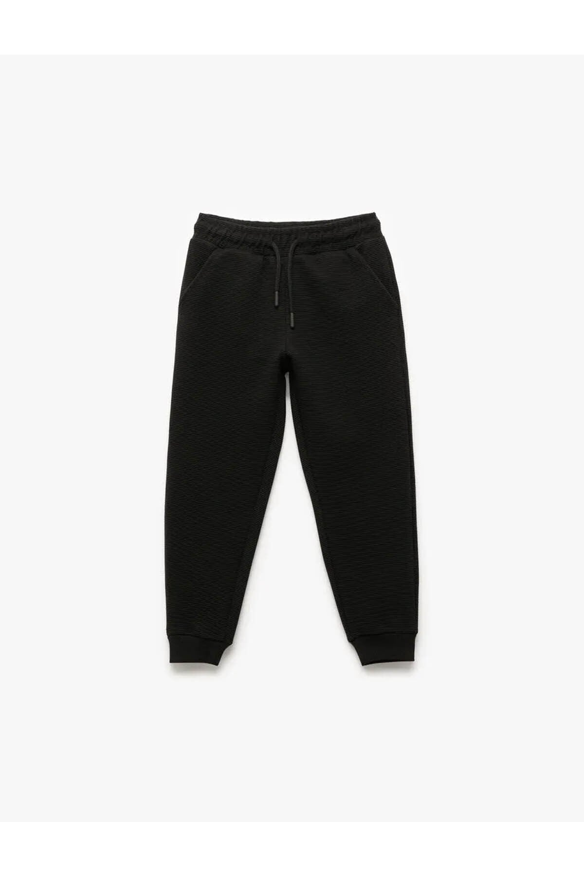 Cepli Beli Bağcıklı Basic Jogger Siyah Erkek Çocuk Eşofman Altı 6Wkb40075Tk
