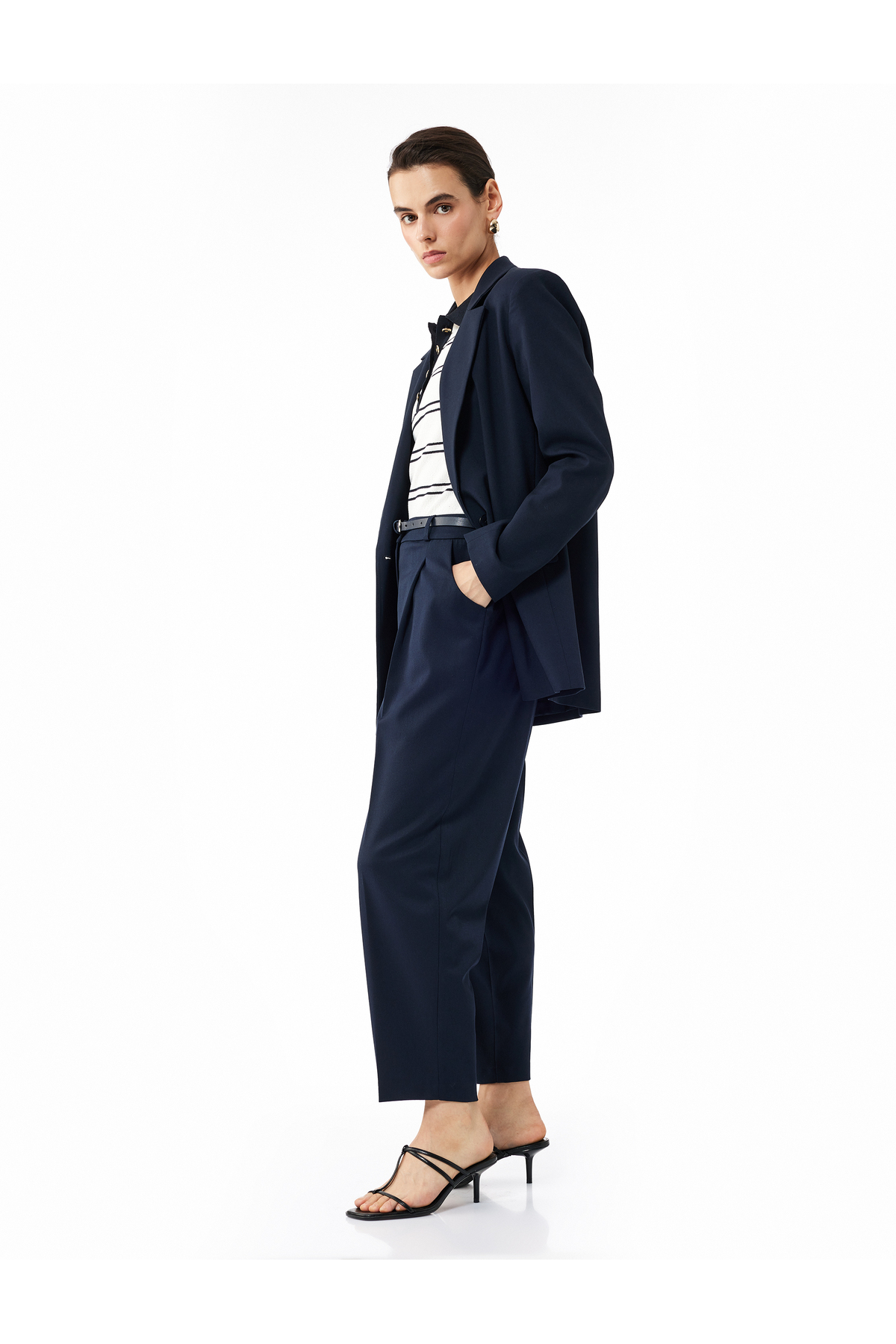 Cepli Kemerli Yüksek Bel Oversize Cigarette Pantolon