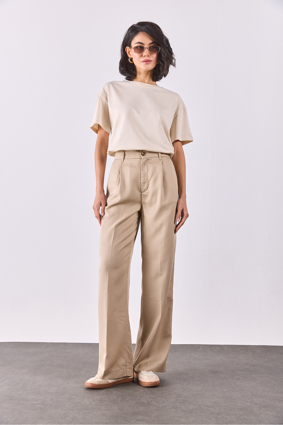 Chloe Wide Leg Palazzo Pantolon(TENCEL)(TM) - Bej