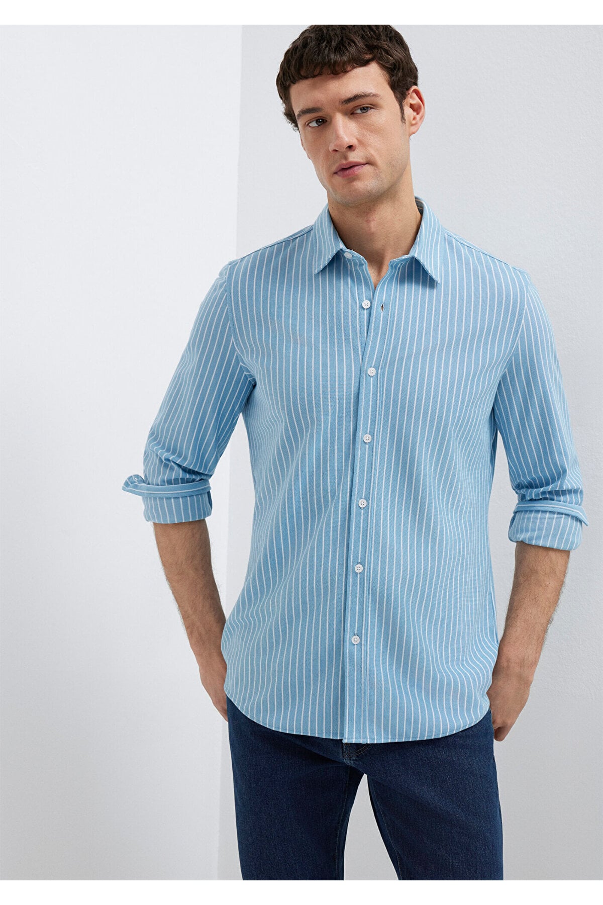 Çizgili Gömlek Slim Fit / Dar Kesim 0211404-91579