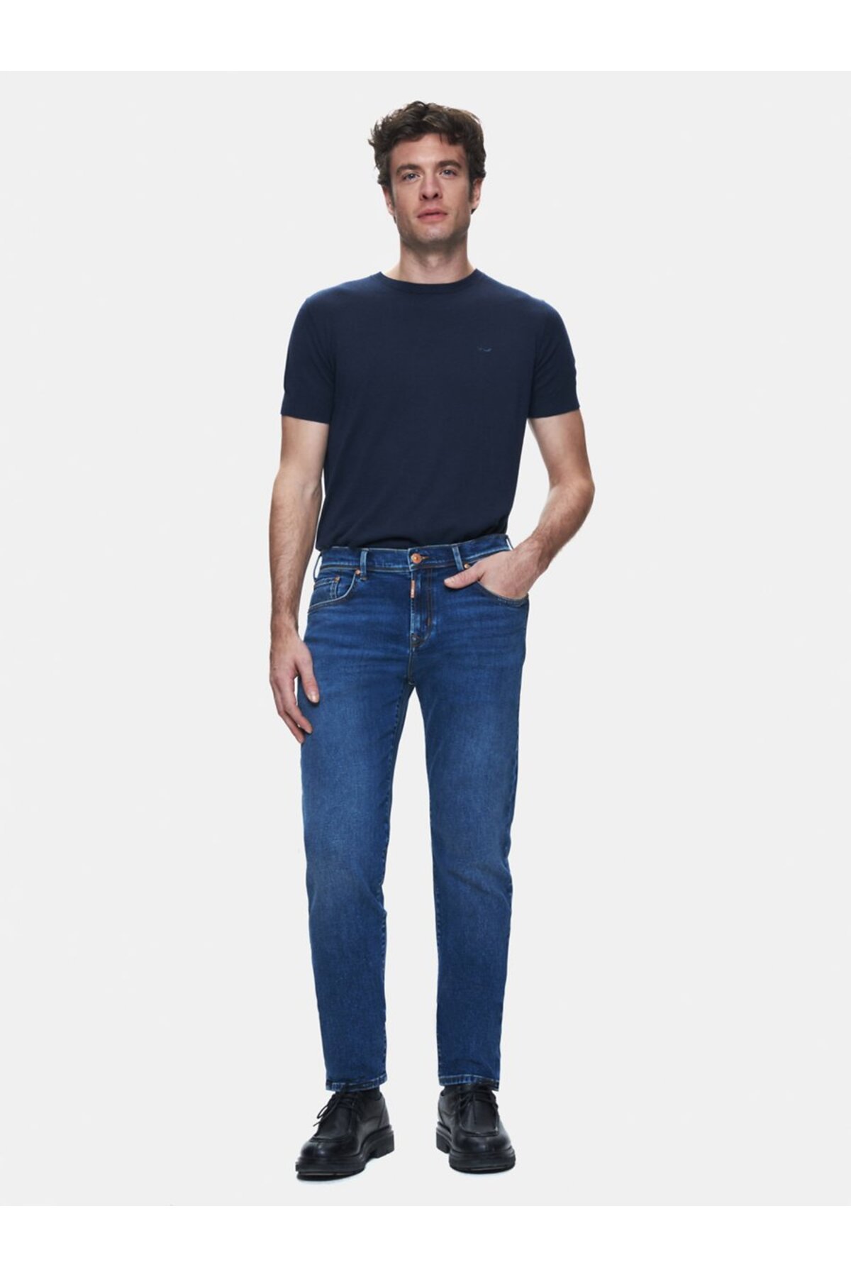 Dıego Dar Paça Orta Bel Mid Indigo Jean Pantolon