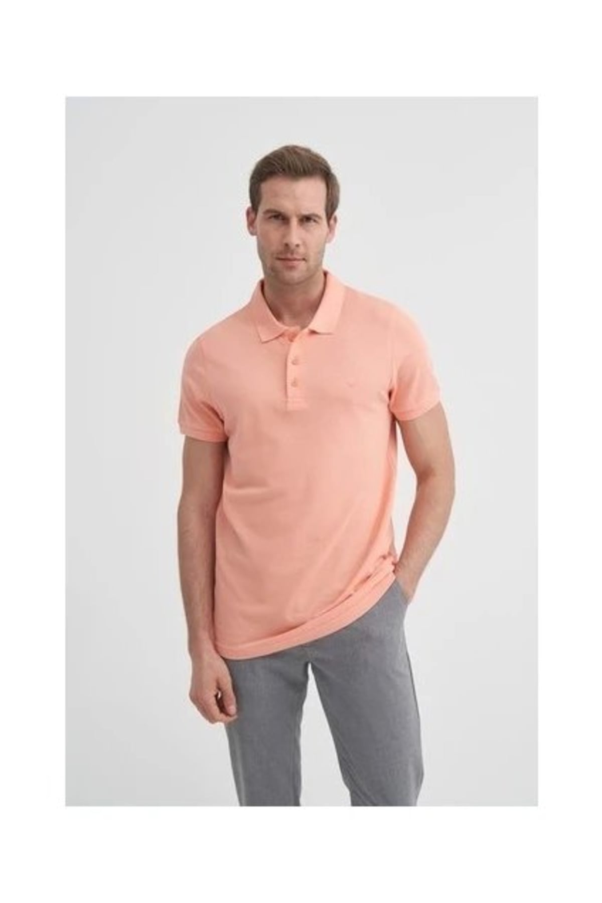 Erkek 46130 Polo Pike T-Shırt Somon