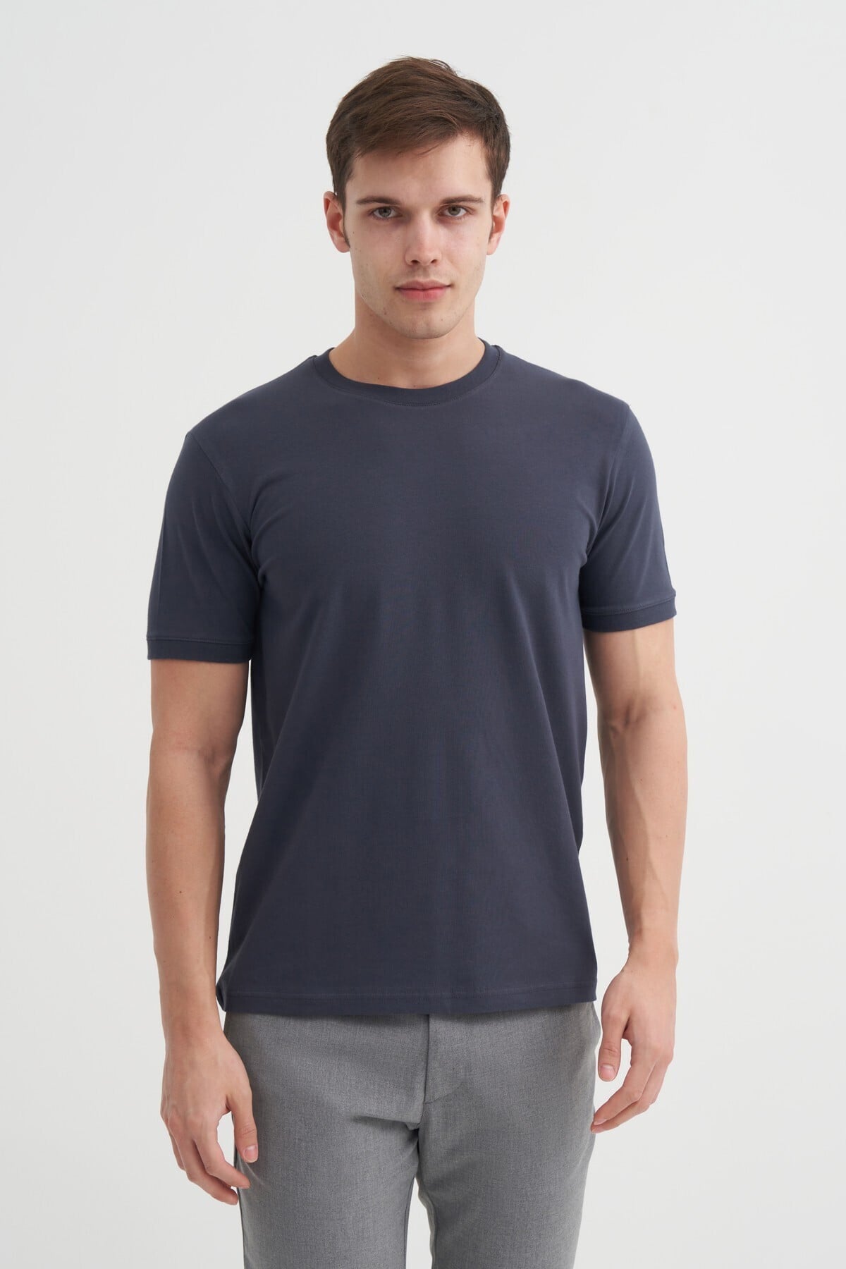 Erkek Antrasit Bisiklet Yaka T-shirt 46200