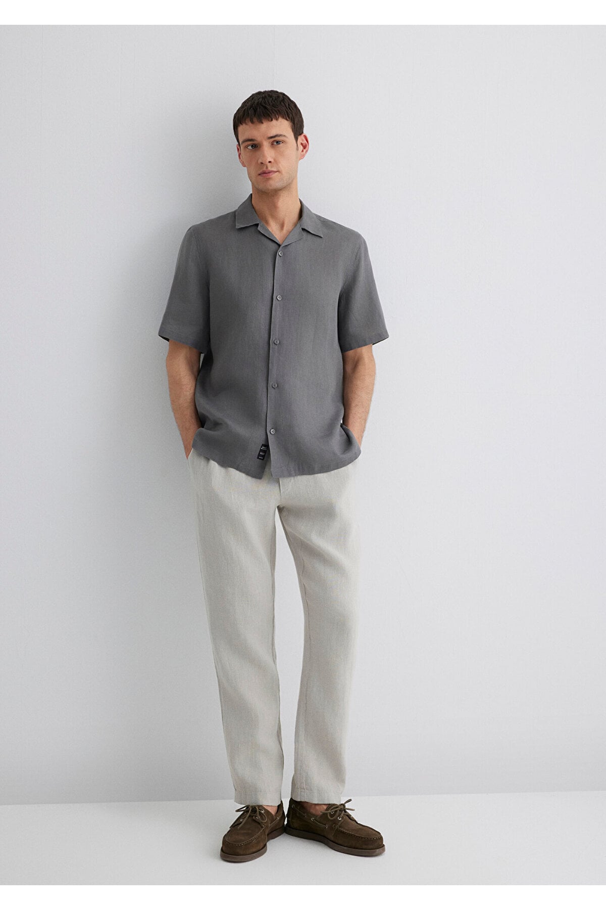 Gri Keten Pantolon 0010358-70080