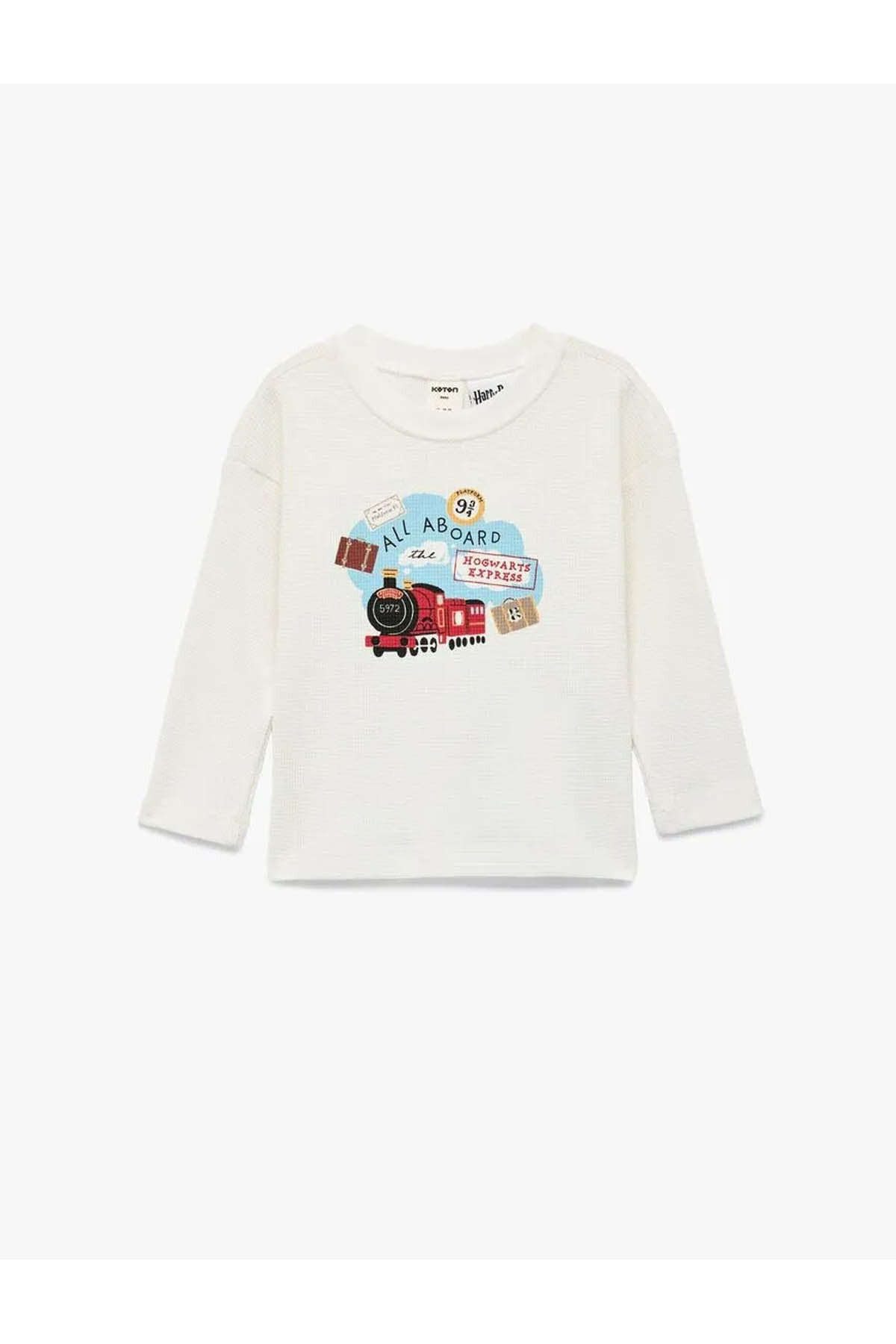 Harry Potter Baskılı Lisanslı Ekru Erkek Bebek Uzun Kollu T-shirt 6WMB10271TK