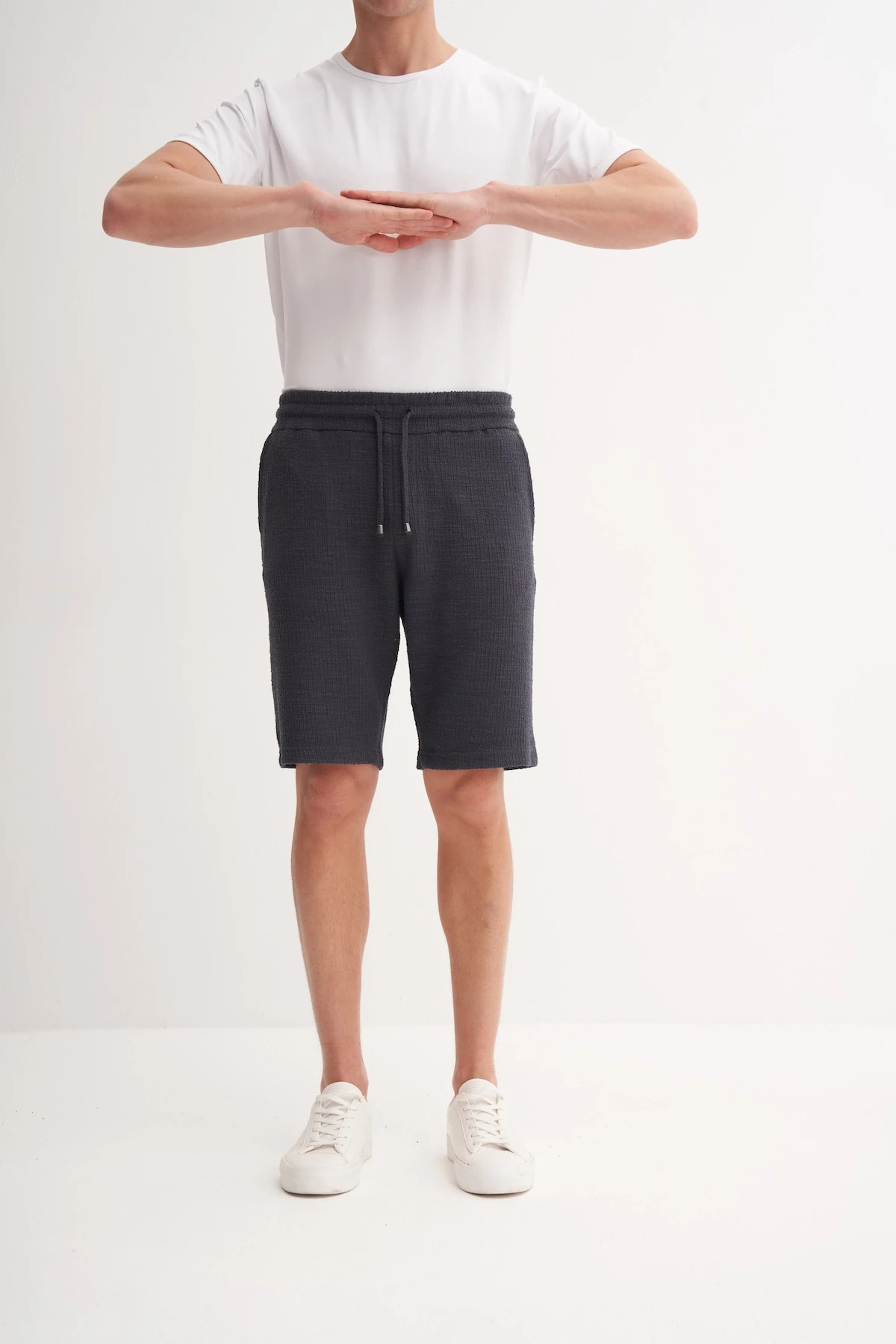 Jakarlı Regular Fit Örme Bermuda Şort