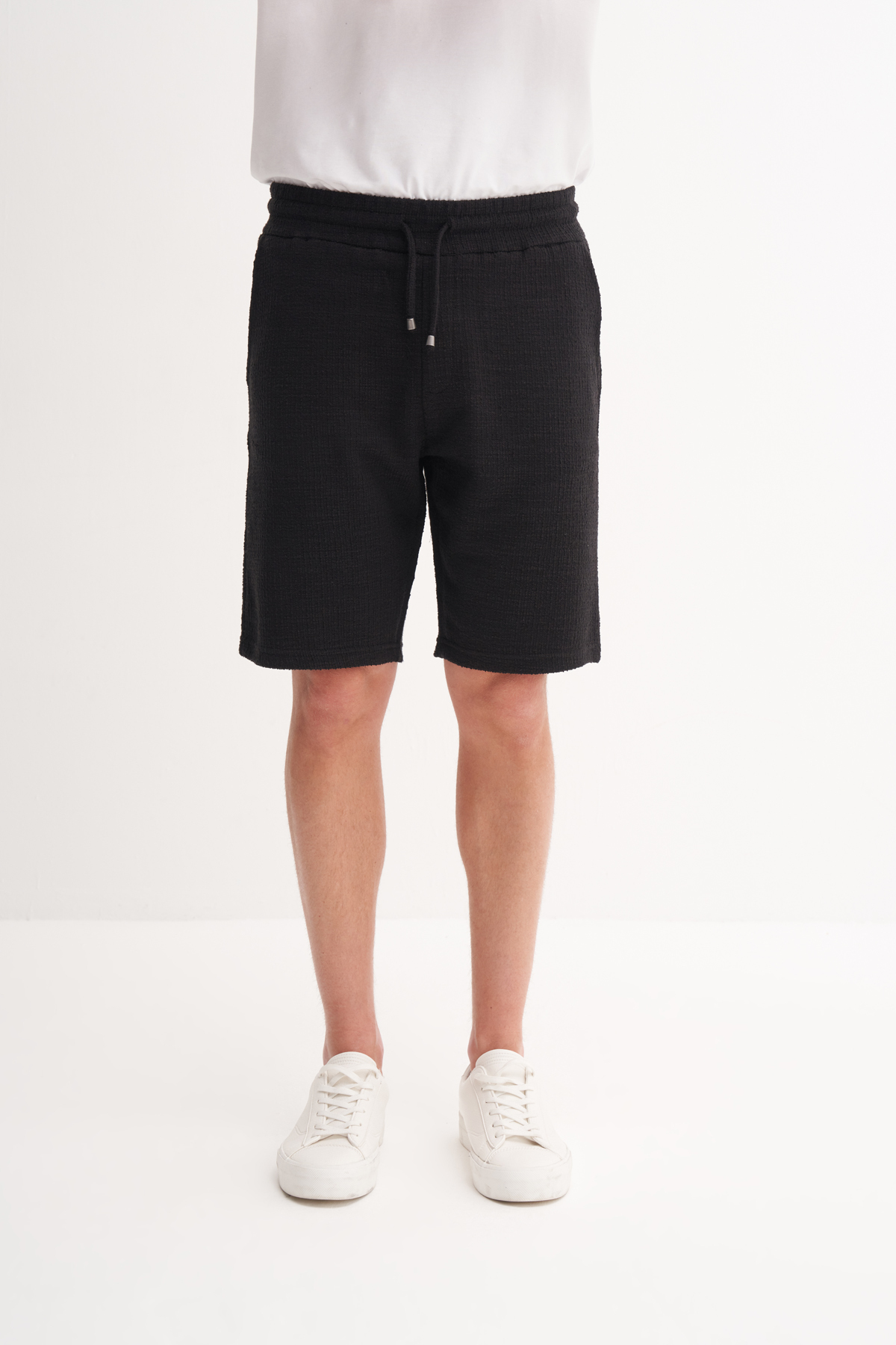 Jakarlı Regular Fit Örme Bermuda Şort