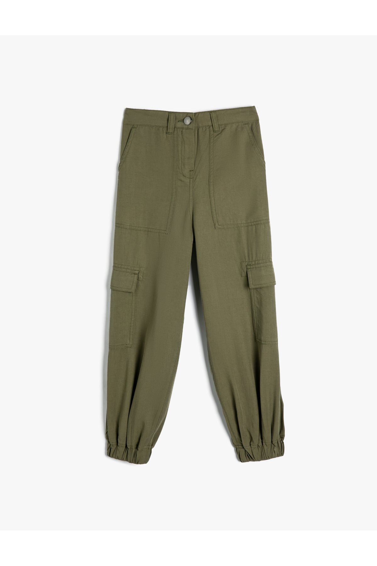 Jogger Kargo Cepli Pantolon Düğmeli Bol Kalıp