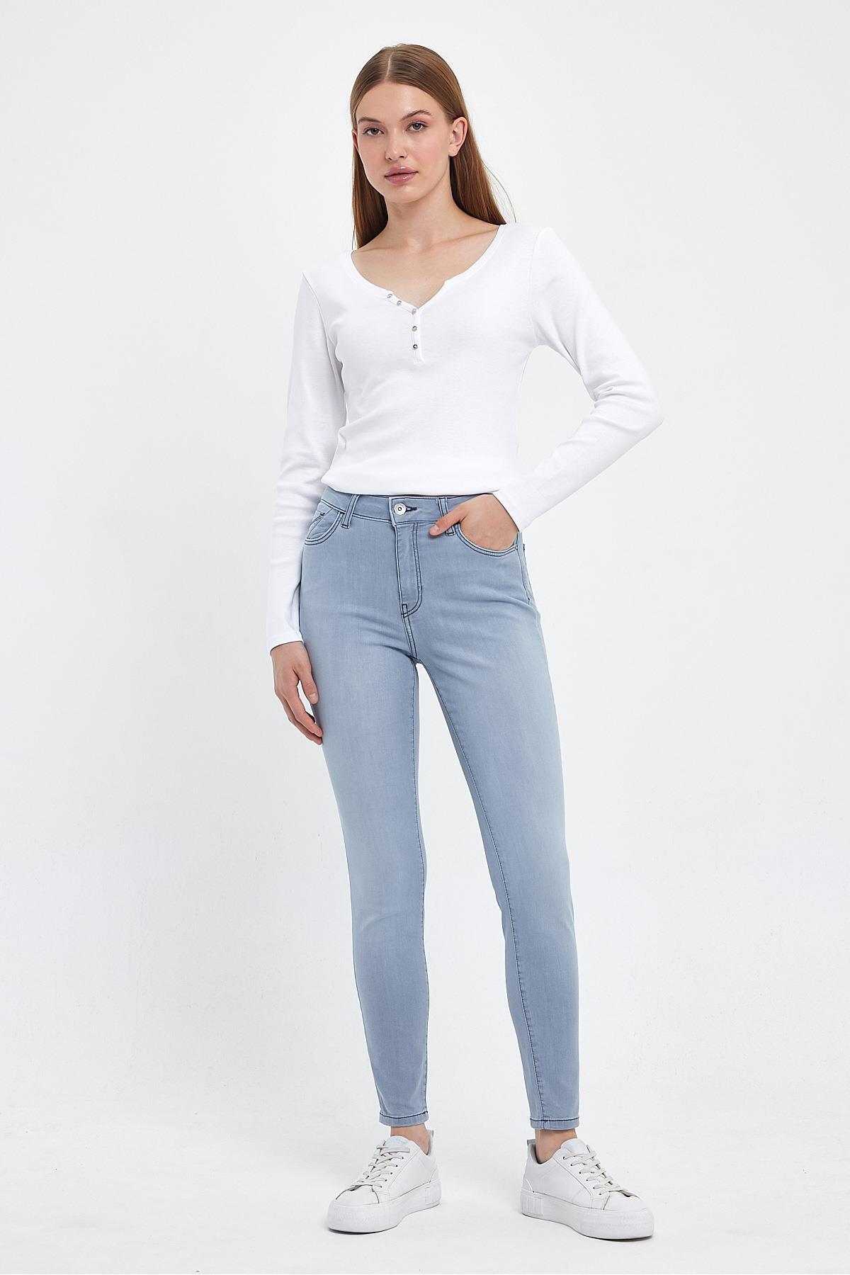 Kadın Gabriella Blue Grey Skinny Jean Pantolon - Blue Grey