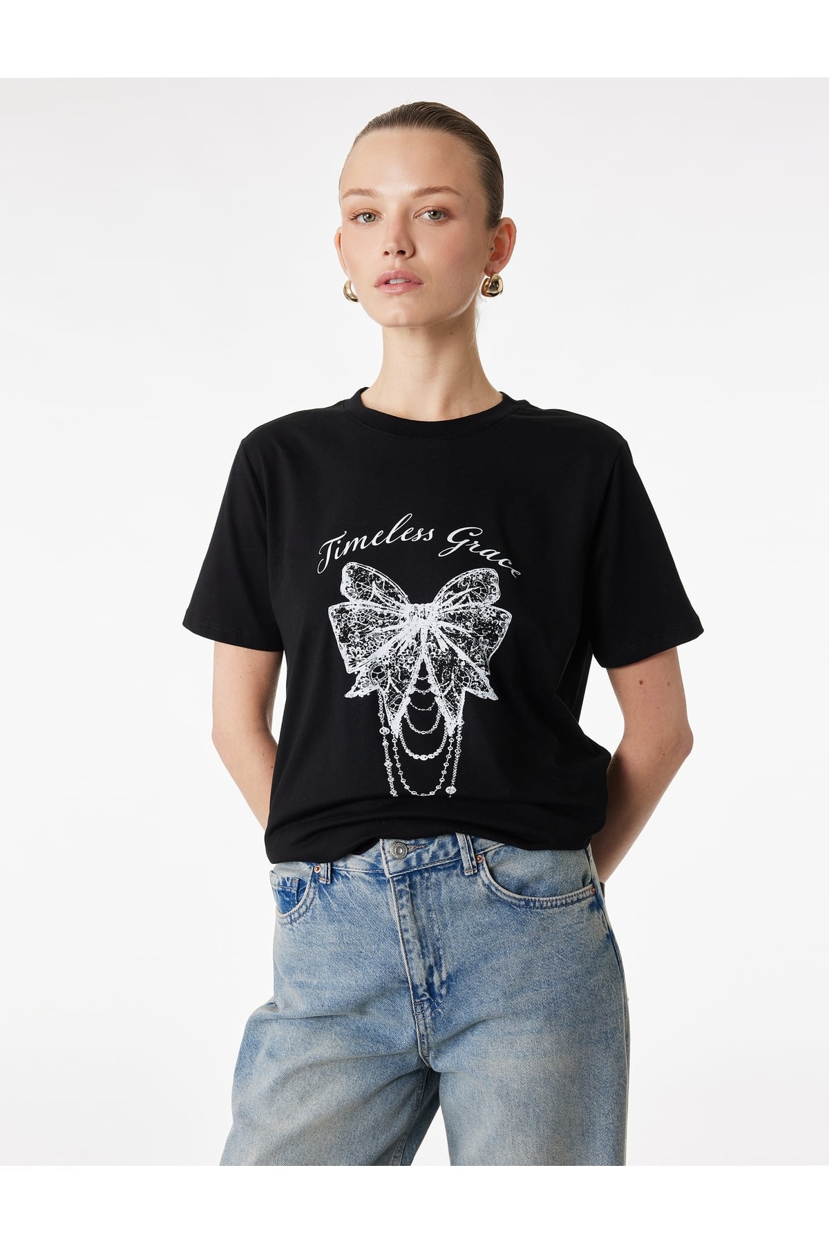 Kadın T-shirt 6SAK50029EK SİYAH