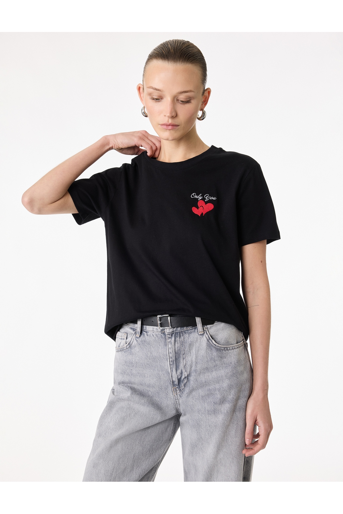 Kadın T-shirt 6SAK50092EK SİYAH