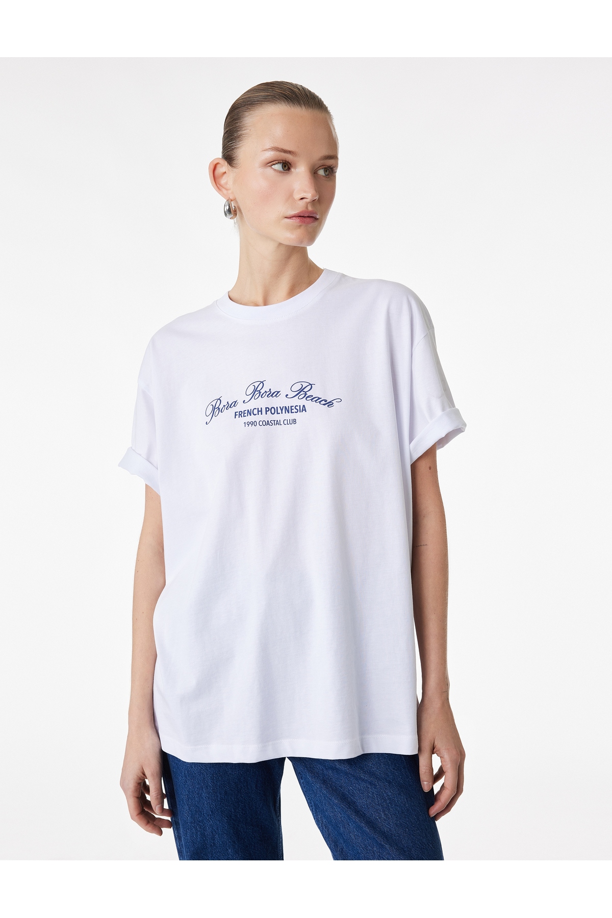 Kadın T-shirt 6SAK50096EK BEYAZ