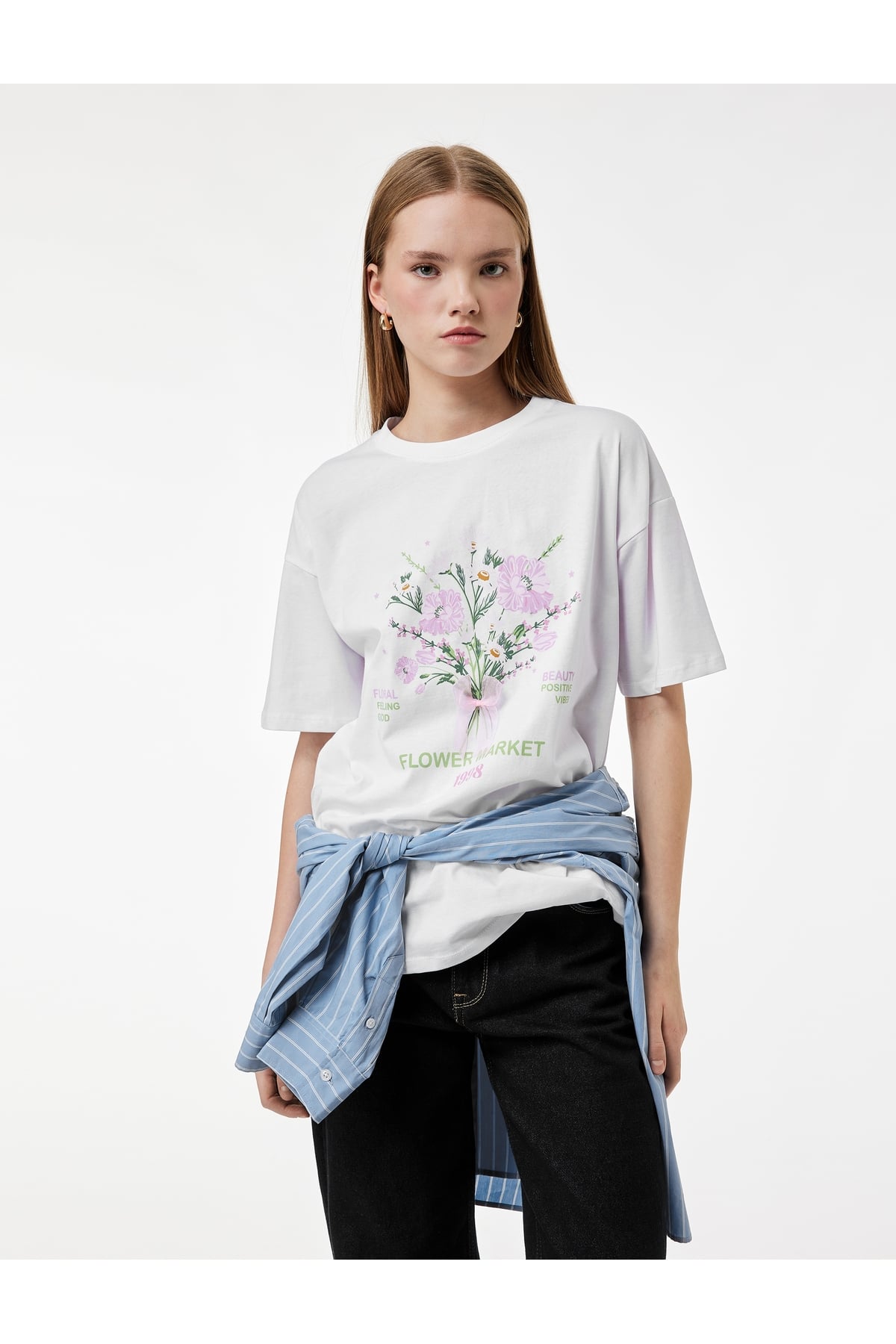 Kadın T-shirt 6SAL10069IK EKRU