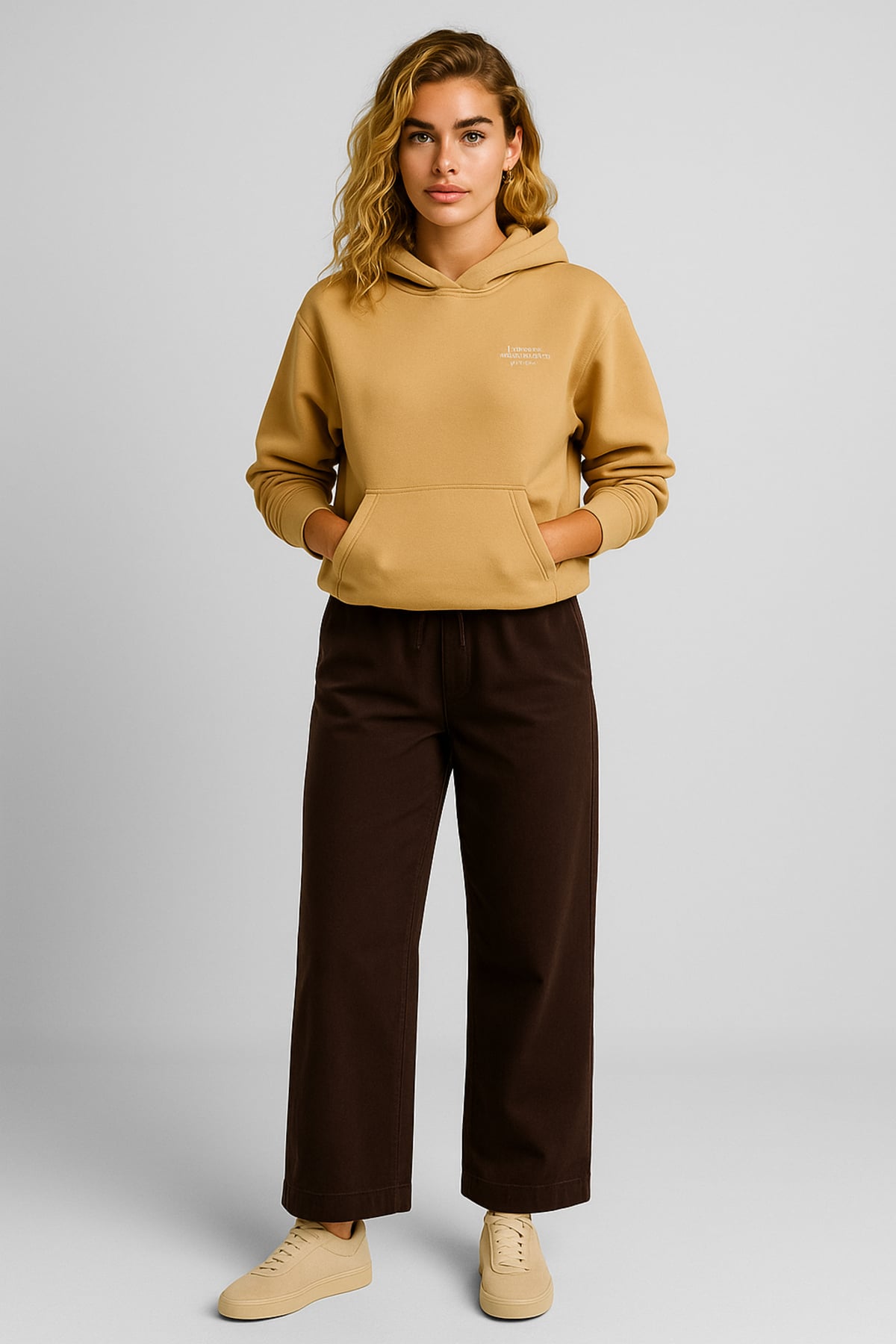 Kadın Thinky Baskılı Sweatshirt %100 Pamuk - Sarı
