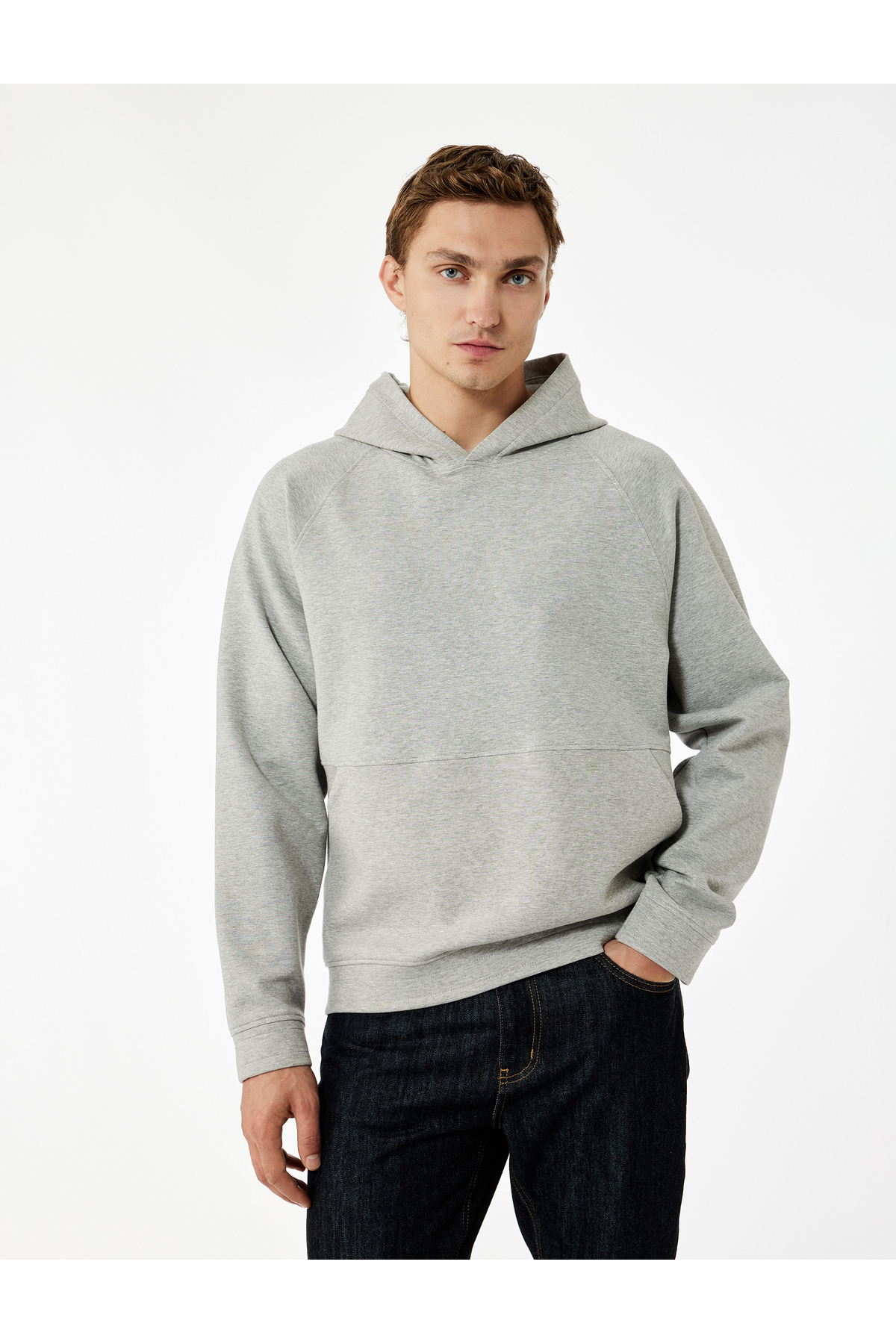 Kanguru Cepli Kapüşonlu Lastik Detaylı Uzun Kollu Hoodie