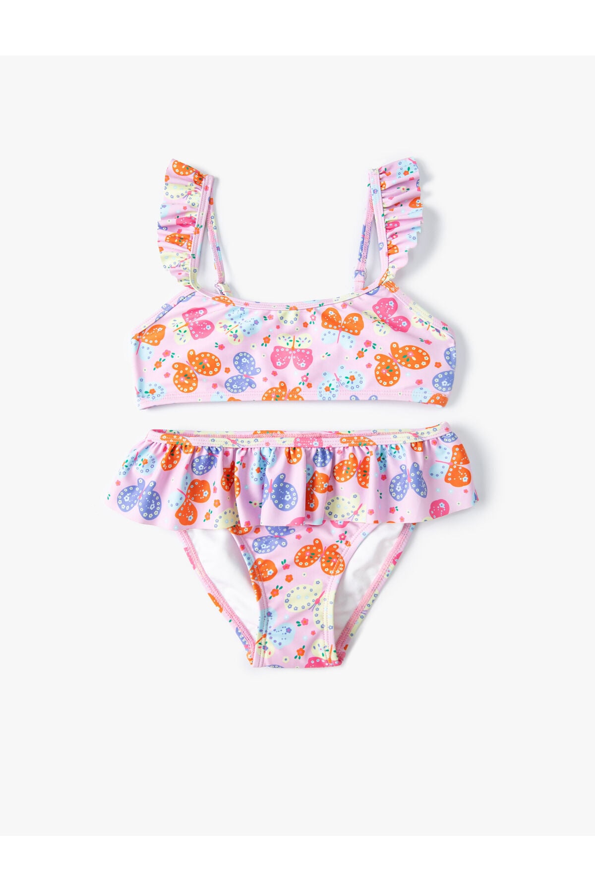 Kelebekli Bikini Seti 2 Parça Fırfırlı Çapraz Askılı