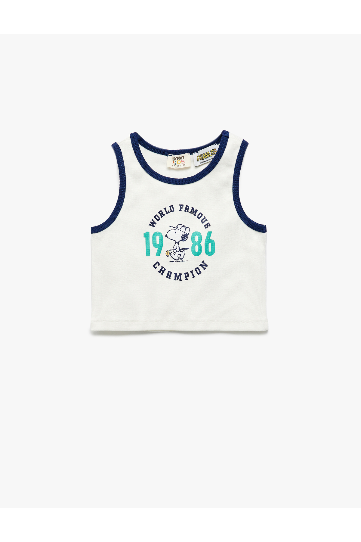 Lisanslı Bisiklet Yaka Kolsuz Snoopy Baskılı Crop Atlet