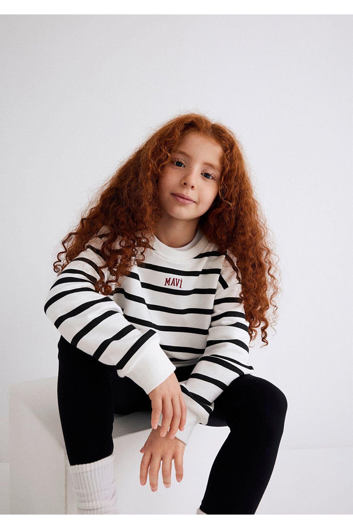Logo Baskılı Siyah Çizgili Sweatshirt 7S10038-900