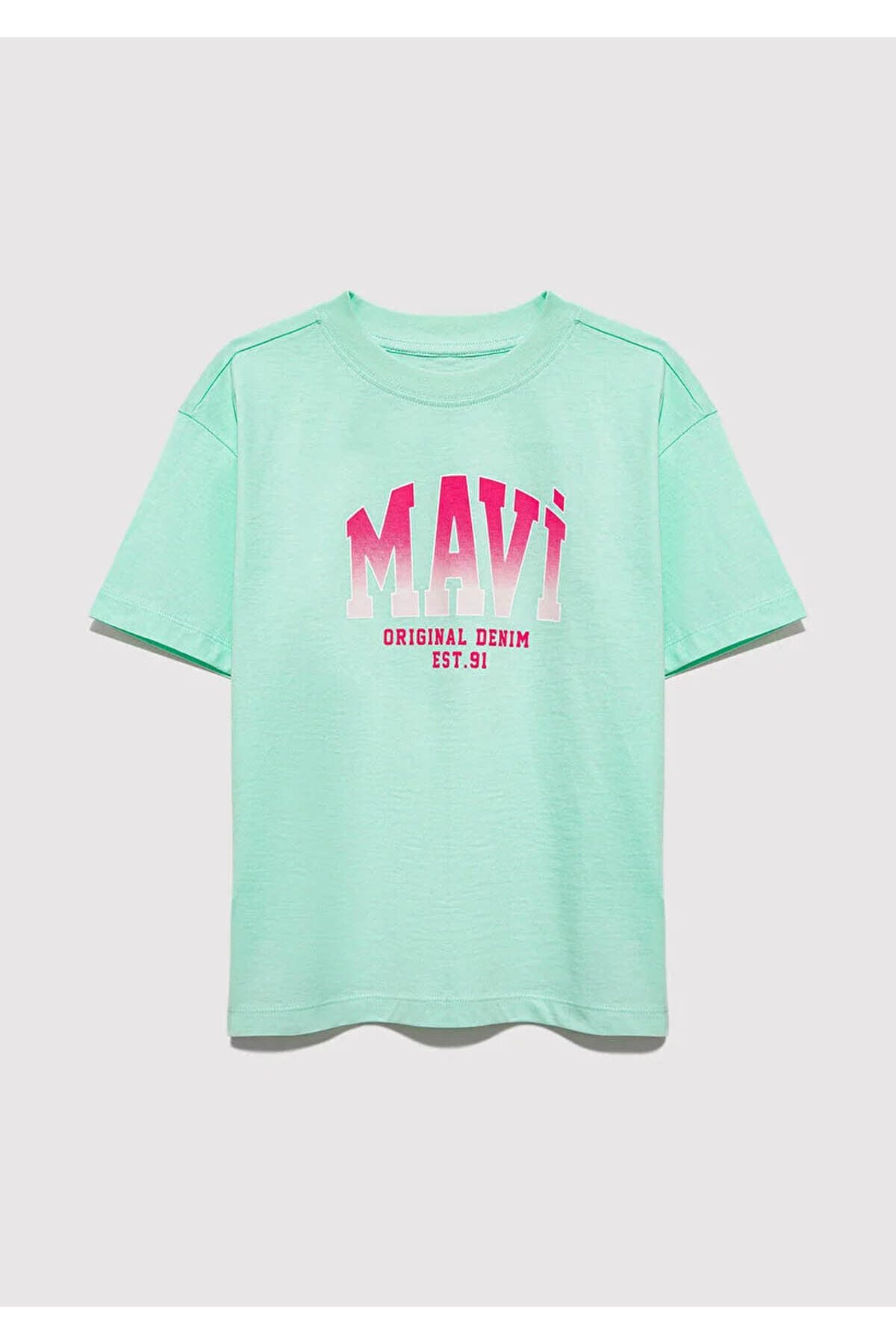 Logo Baskılı Yeşil Kız Çocuk T-Shirt M7610386-71643