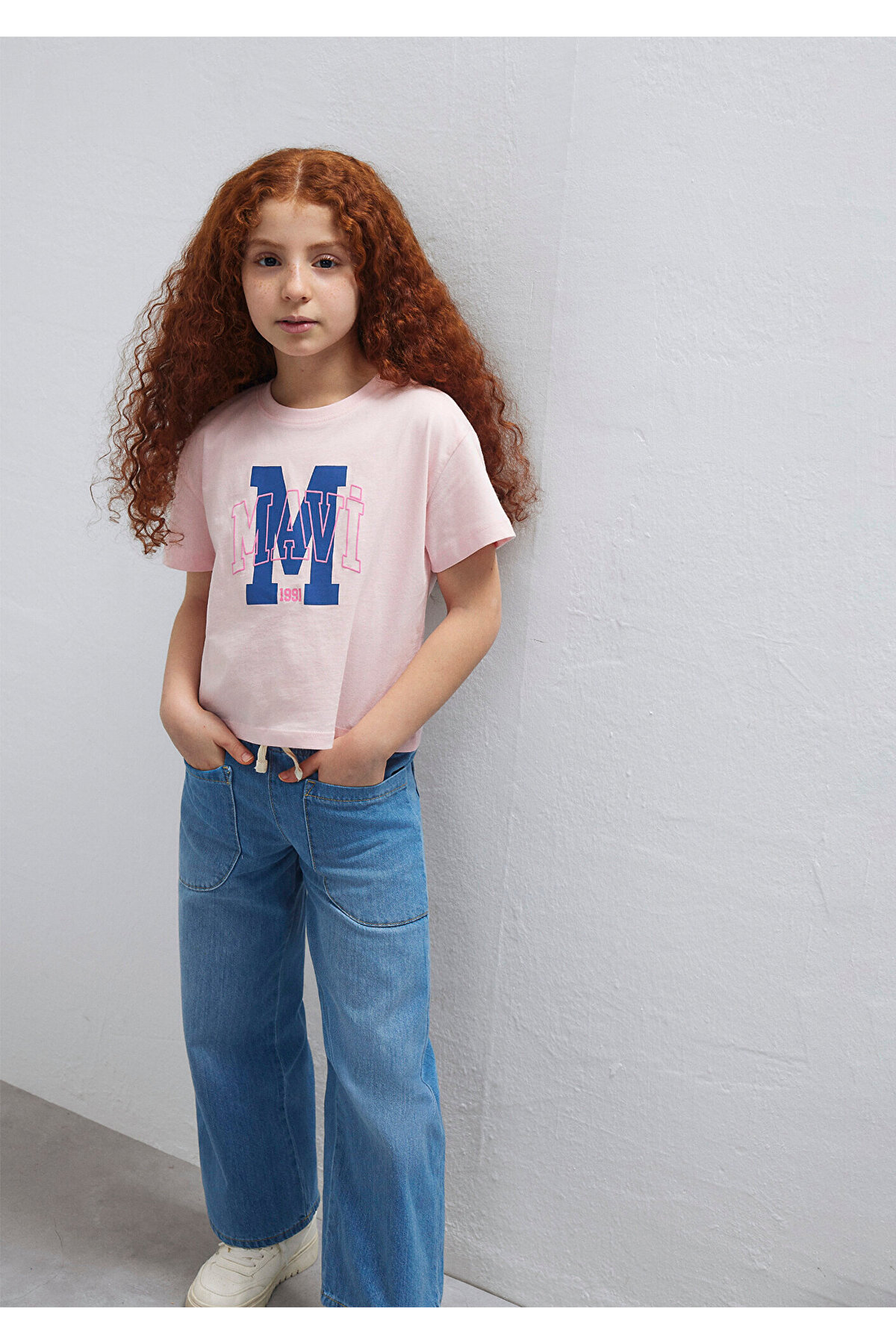 M Logo Baskılı Pembe Tişört Loose Fit / Bol Rahat Kesim 7610390-71007