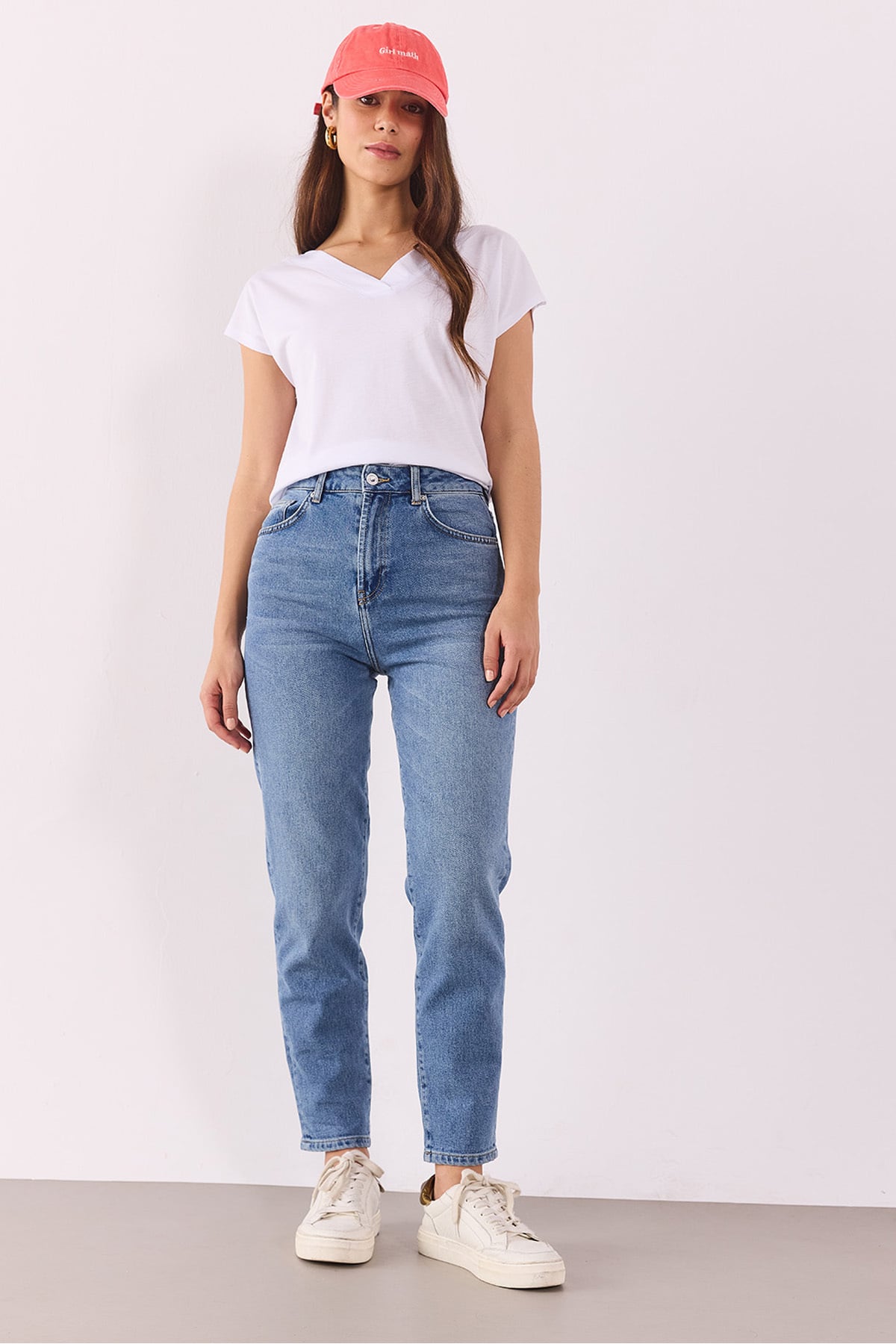 Maria Med Blue Slim Mom Jean Pantolon-MED BLUE