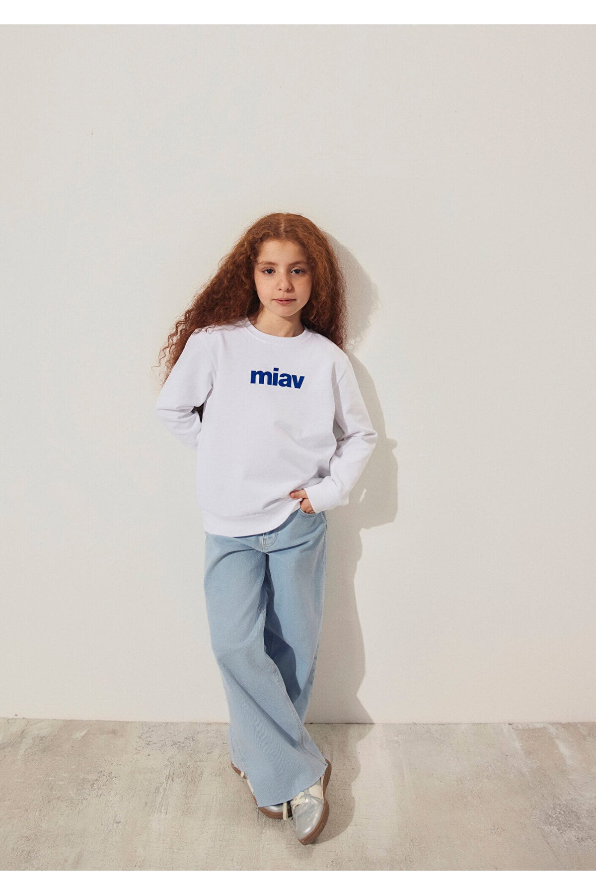 Miav Baskılı Beyaz Çocuk Sweatshirt 6610031-620