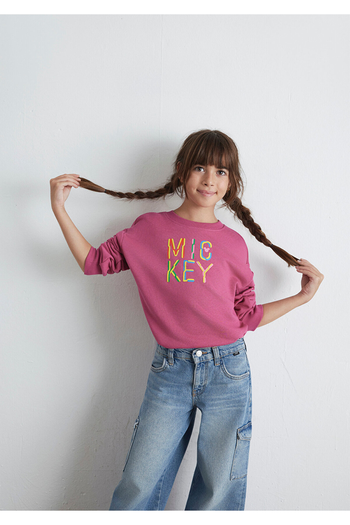 Mickey Baskılı Pembe Sweatshirt 7S10142-71085