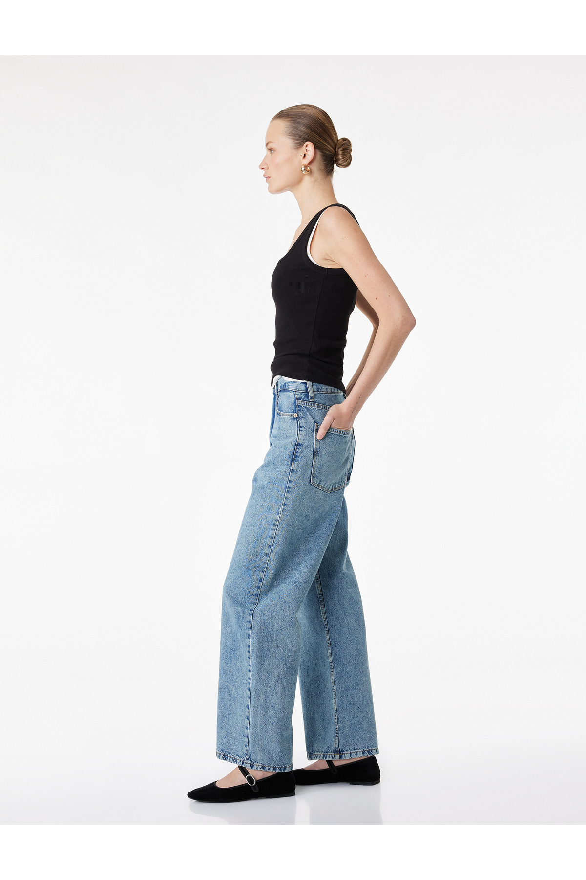Normal Bel Düz Paça Pamuklu Rahat Kalıp Baggy Jean Pantolon - Baggy Jeans
