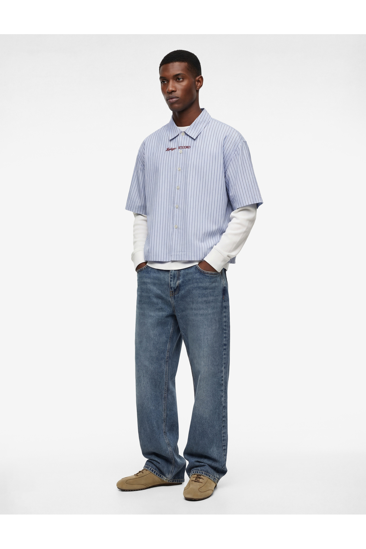 Normal Bel Pamuklu Cepli Vintage Straight Fit Jean Pantolon