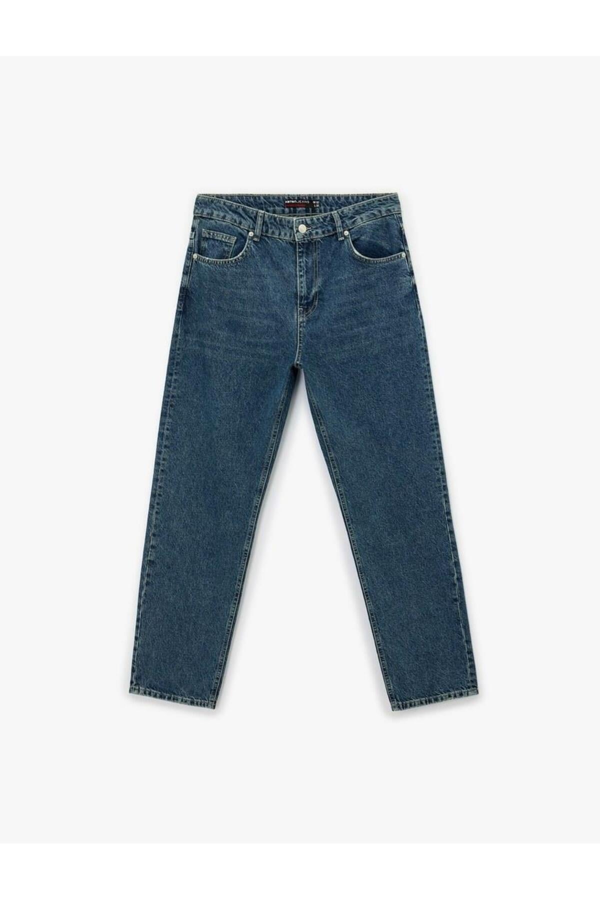 Normal Bel Pamuklu Cepli Vintage Straight Fit Jean Pantolon (AW 25)