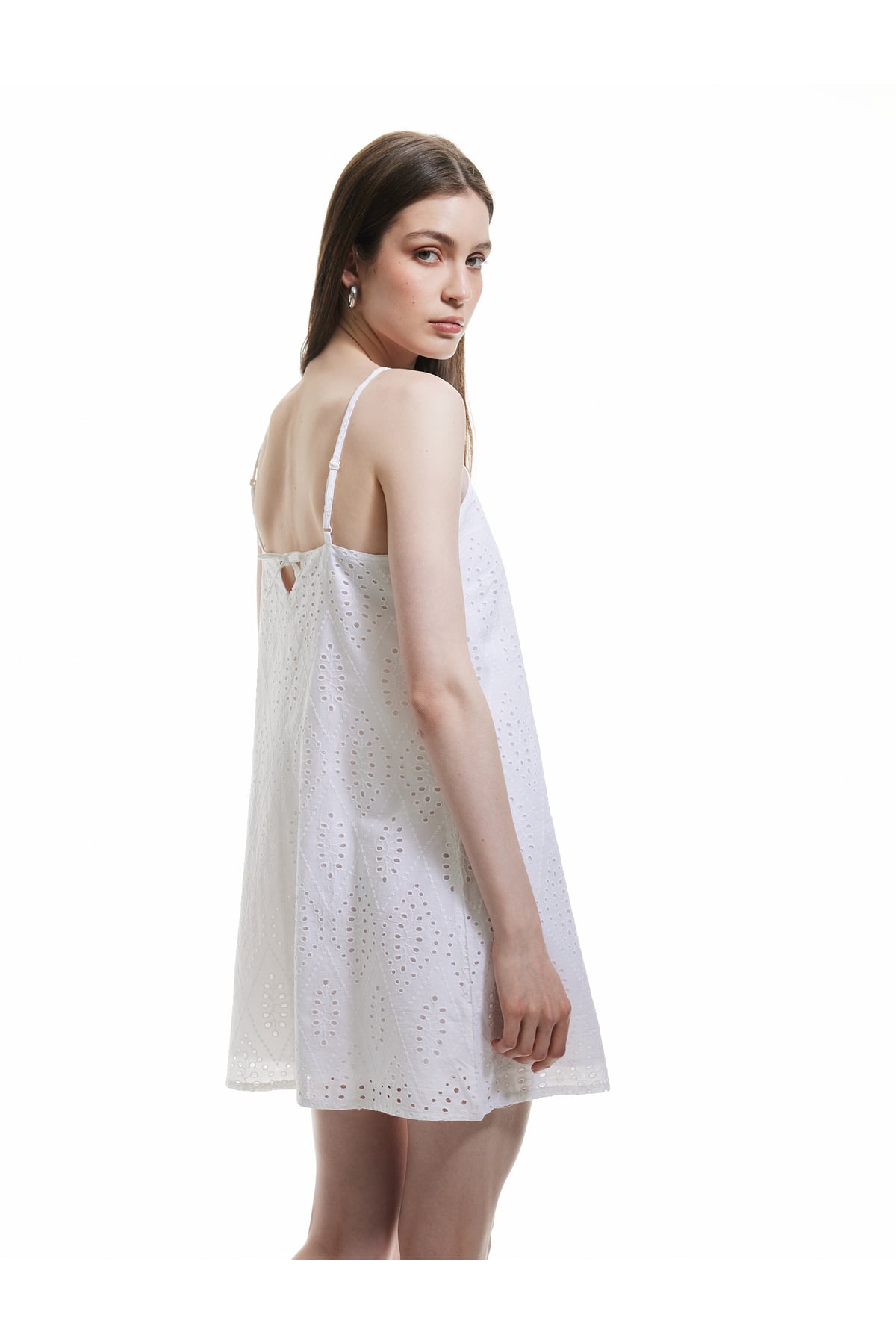 Pamuklu A Kesim Mini Halter Yaka İnce Askılı Fisto Elbise